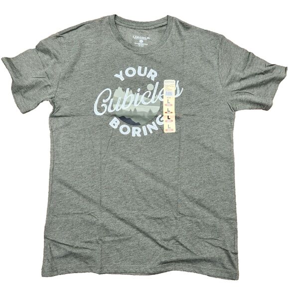 NEW Lincoln Outfitters "Your Cubicles Boring" Tee Shirt Green Men’s Size Large L - Picture 1 of 3